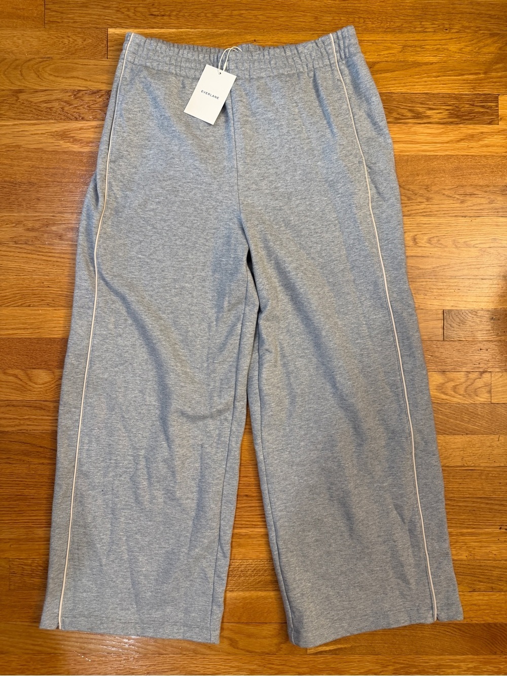 Everlane Luxe Fleece Track Pant in Vintage Heather Grey - Size XL NWT Wide Leg